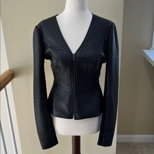 BCBGMaxazaria Pearson Black Diamond Soft Faux Leather Zip Quilted Jacket Size XS